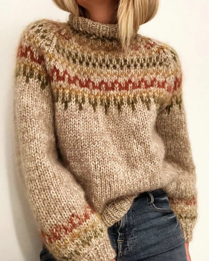 Jersey de algodón con motivo Fair Isle neutro mixto