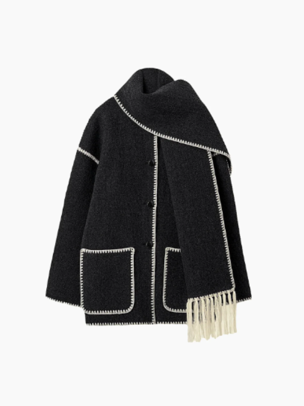 CM | abrigo con bufanda de borlas