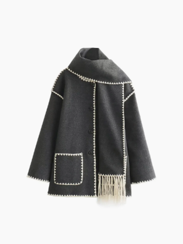 CM | abrigo con bufanda de borlas