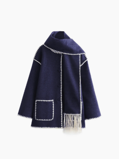 CM | abrigo con bufanda de borlas