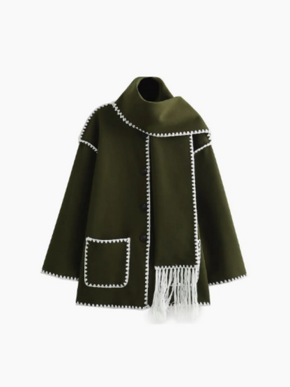 CM | abrigo con bufanda de borlas