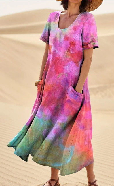 KL | Vestido estampado con bolsillos multicolor para mujer