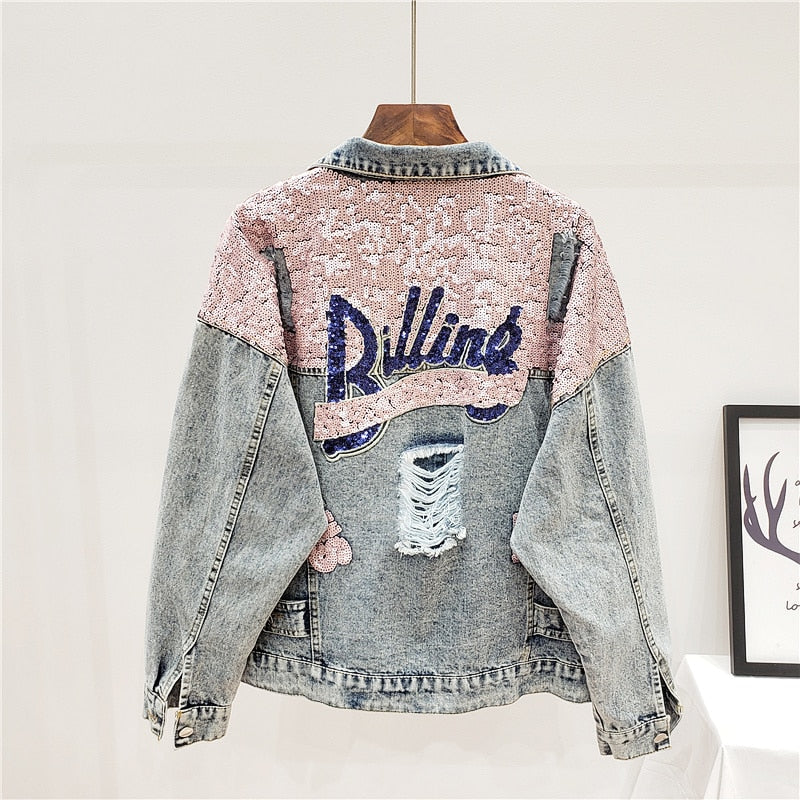 CM | Chaqueta vaquera oversize con purpurina