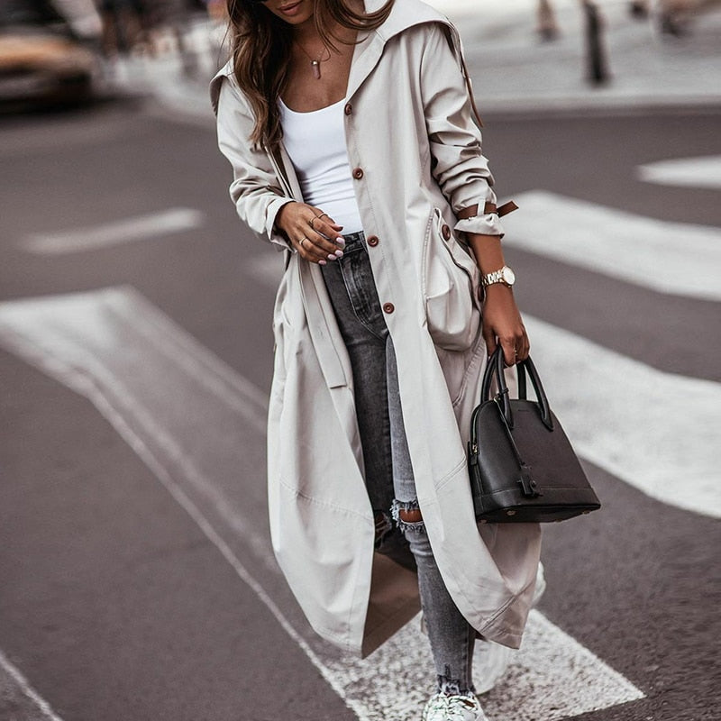 CM | Chaqueta larga con bolsillos