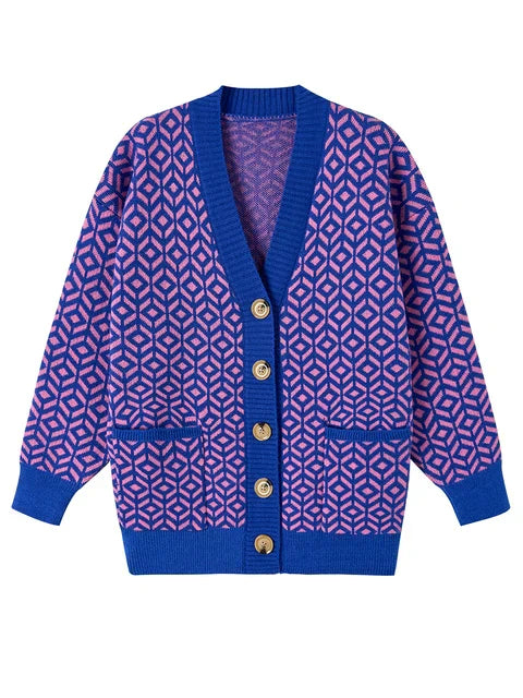 CM | Elegante chaqueta de punto con tapeta de botones