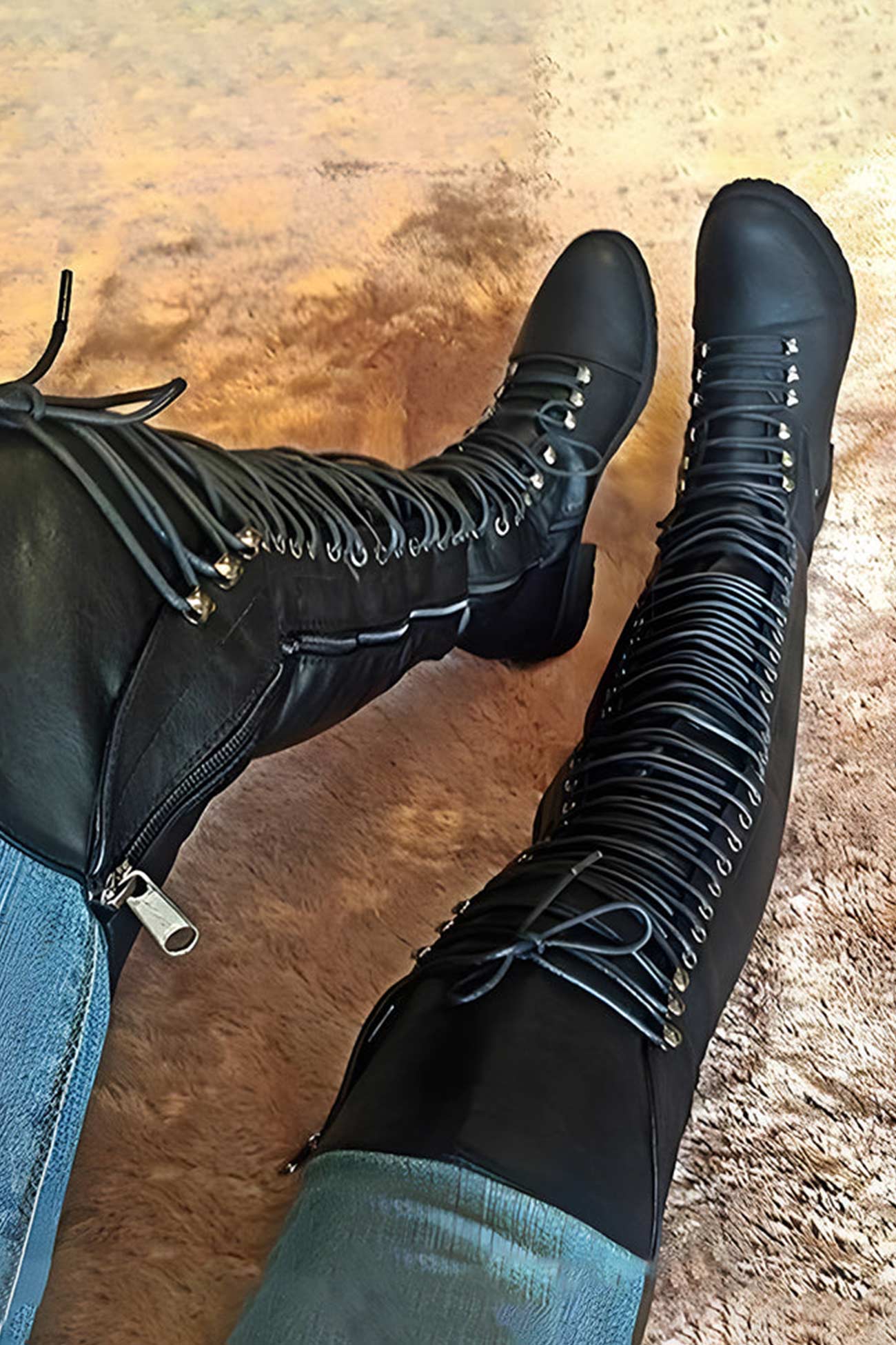 KL | Botas sobre la rodilla con cordones