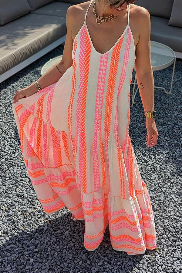 KL | Vestido largo cami con estampado étnico