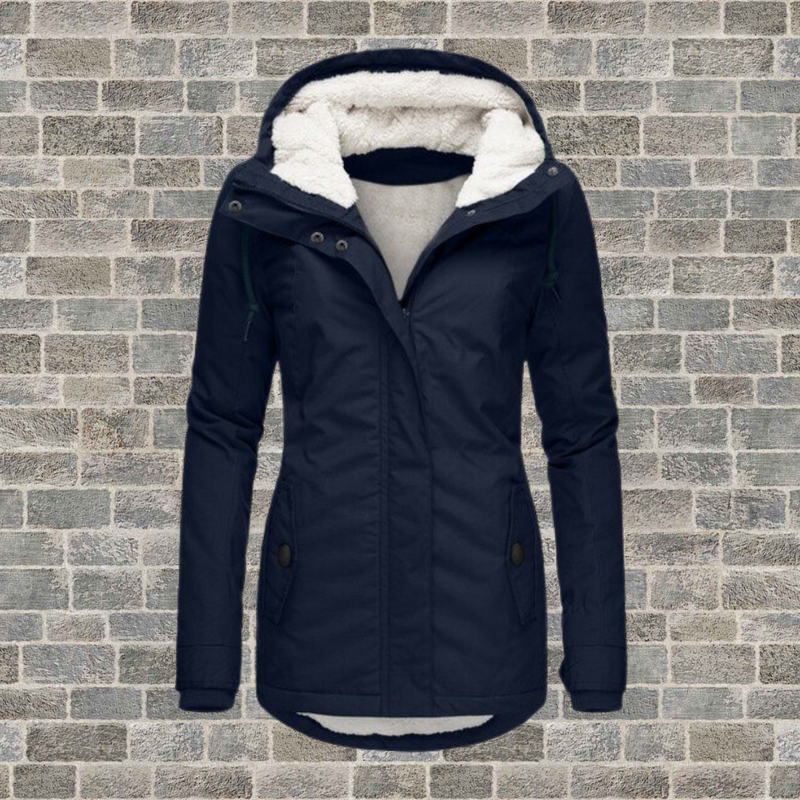 CM | New Chaqueta plisada de algodón con capucha de piel de cordero