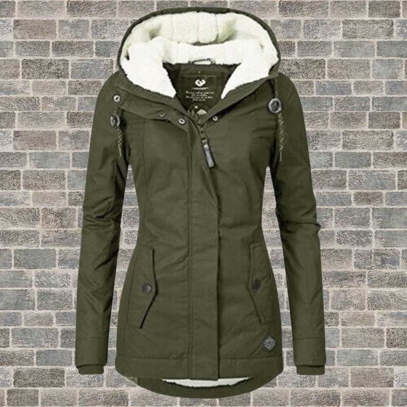 CM | New Chaqueta plisada de algodón con capucha de piel de cordero
