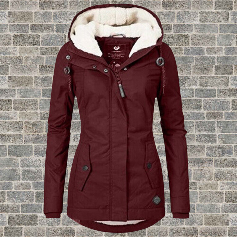 CM | New Chaqueta plisada de algodón con capucha de piel de cordero