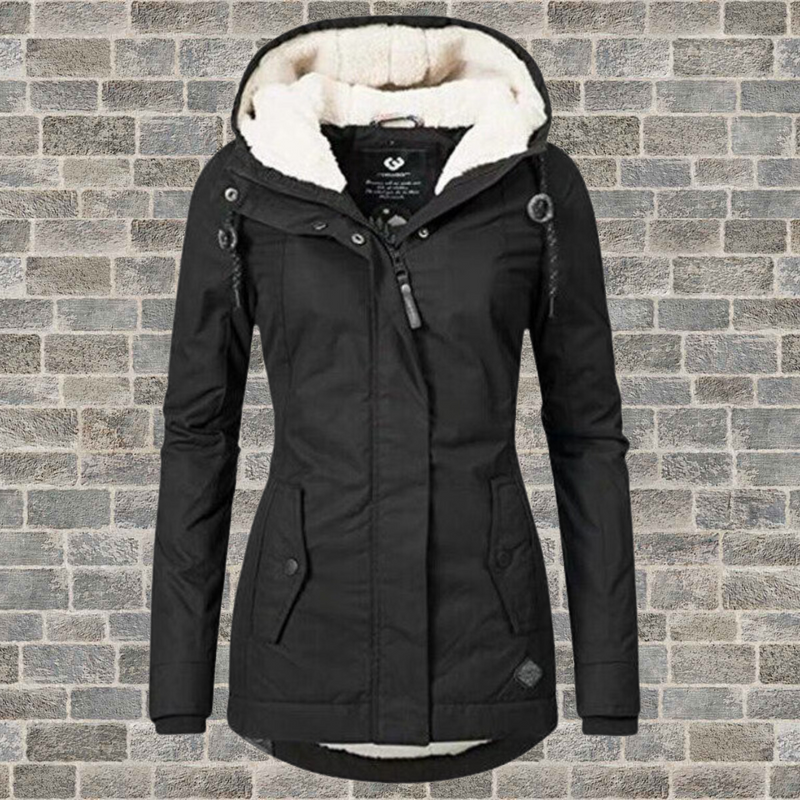 CM | New Chaqueta plisada de algodón con capucha de piel de cordero