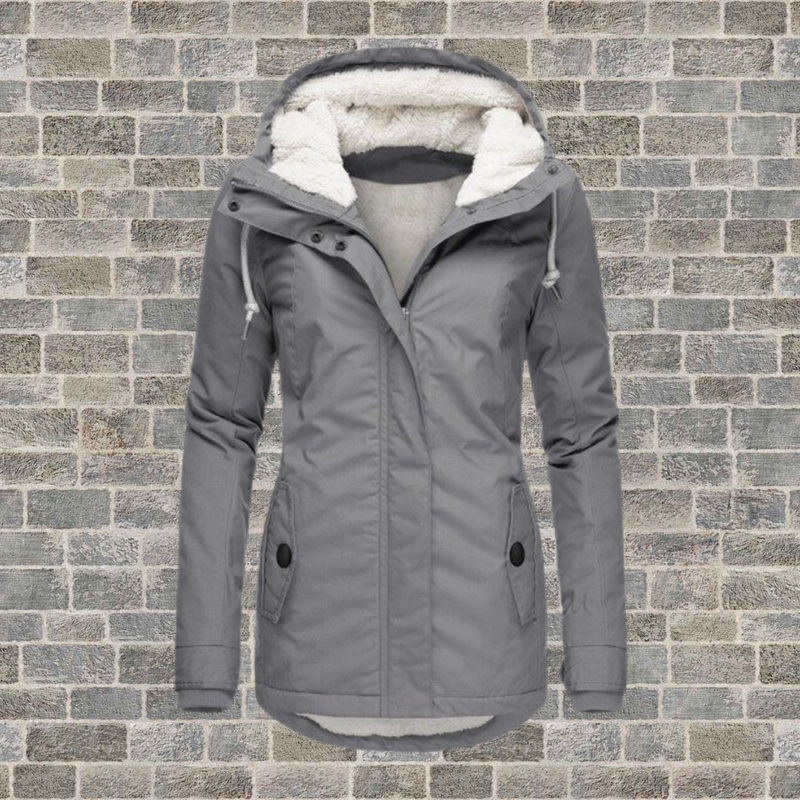 CM | New Chaqueta plisada de algodón con capucha de piel de cordero