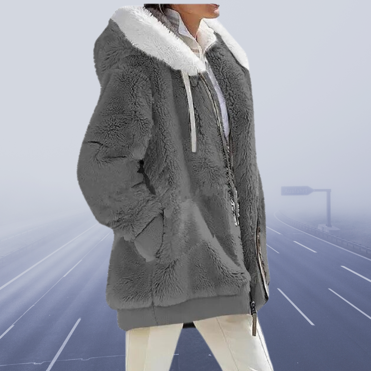 CM | elegante chaqueta polar con capucha