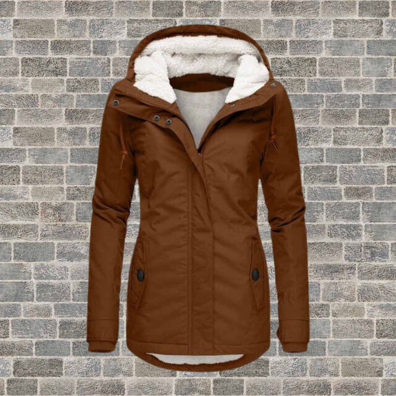CM | New Chaqueta plisada de algodón con capucha de piel de cordero