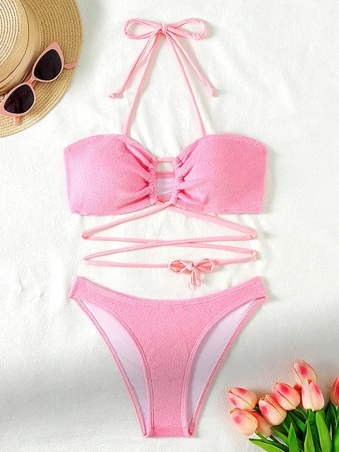 Hannah® | Push-up Bikini Set With Crossed Straps