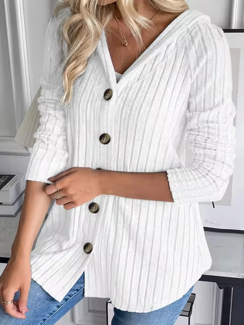 CM | Sudadera con capucha de punto elástico y tapeta de botones