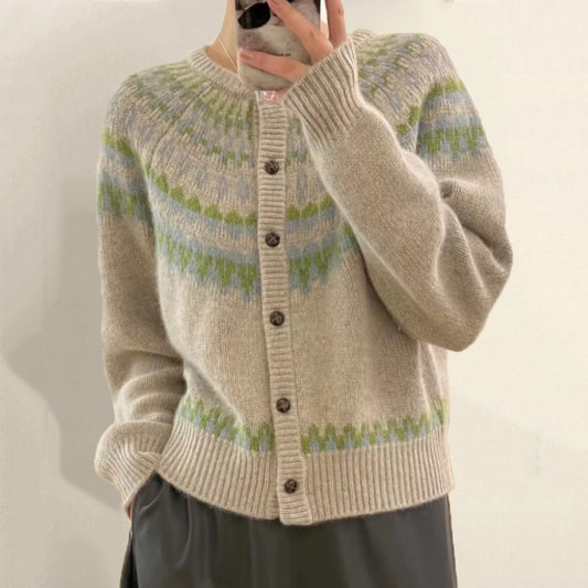 Fairman Isle Jacquard Single Breasted Cardigan elevenforest