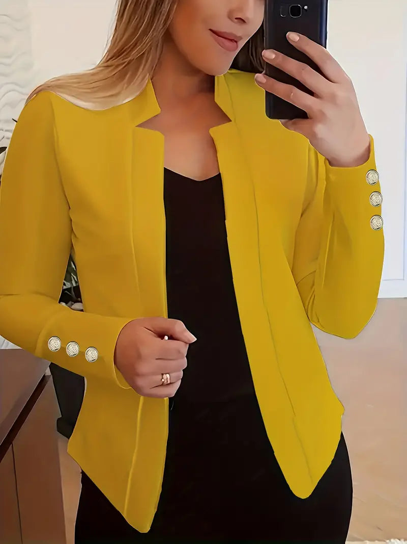 CM | Blazer de manga larga con tapeta de botones abierta para la primavera