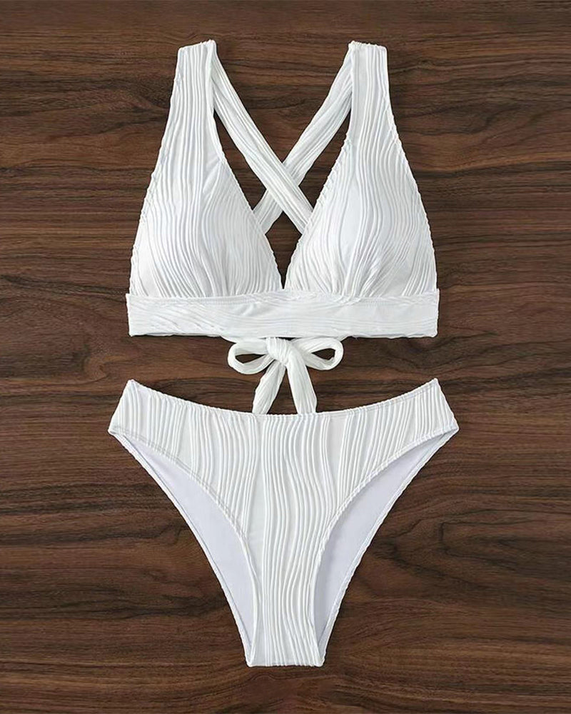 KL | Bikini sexy monocolor con escote profundo en V