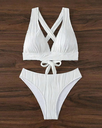 KL | Bikini sexy monocolor con escote profundo en V