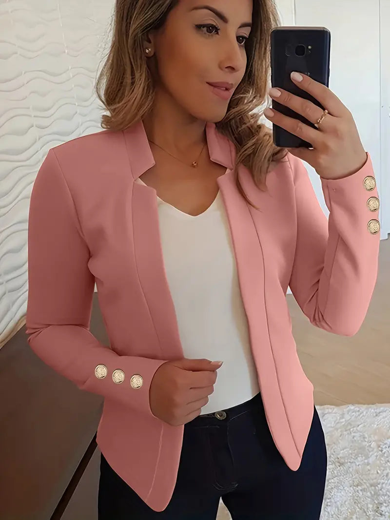 CM | Blazer de manga larga con tapeta de botones abierta para la primavera