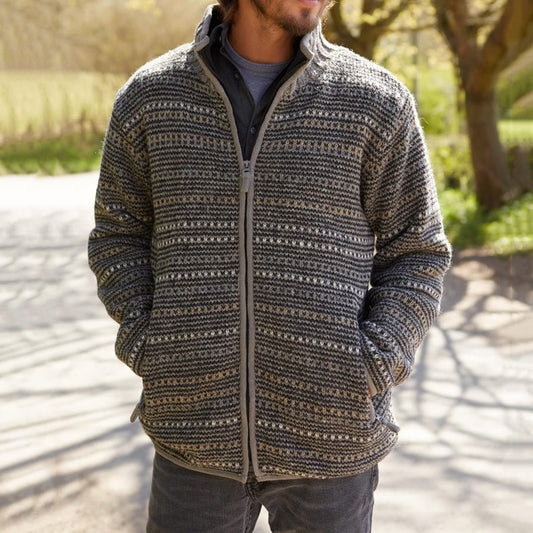 Mens Vintage Fair Isle Knitted Cardigan Sweater elevenforest