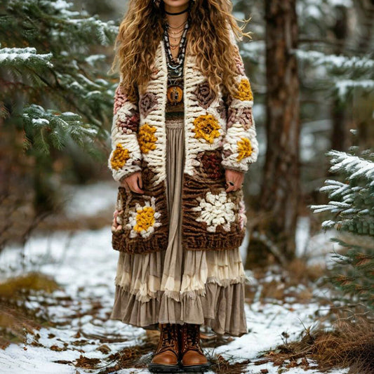 Women's Floral Pattern Sweater Cardigan elevenforest