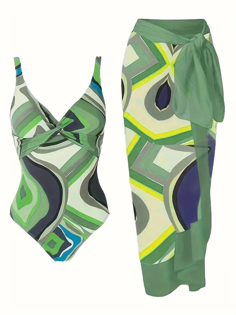 Traje de baño sexy con estampado tropical