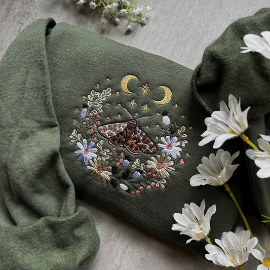 Comstylish Respect Wildlife Butterfly Embroidered Sweatshirt