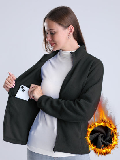 CM | Chaqueta lisa, forrada de felpa, con cremallera y bolsillos