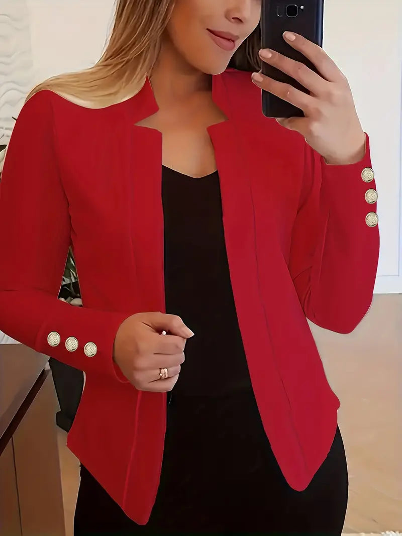 CM | Blazer de manga larga con tapeta de botones abierta para la primavera
