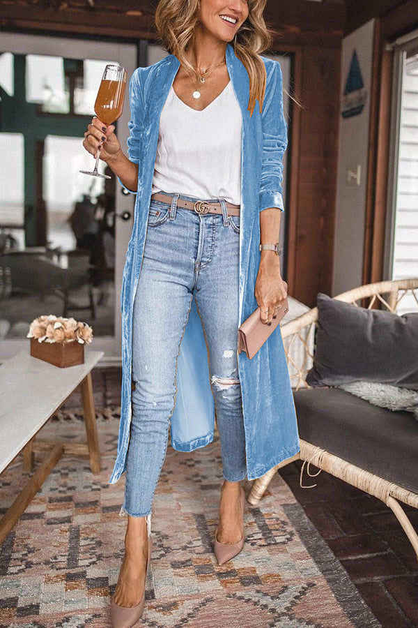 CM | elegante abrigo largo de terciopelo