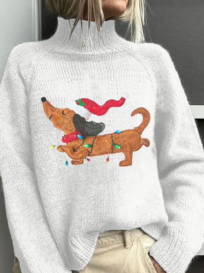 Comstylish Women's Merry Christmas Cute Dog Print Sweater
