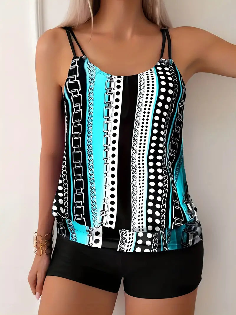 KL | Tankini a rayas con estampado