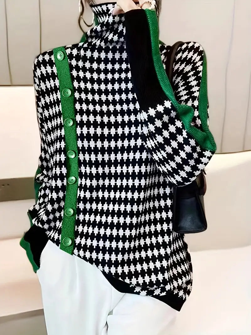 CM | Jersey de cuello alto con estampado integral