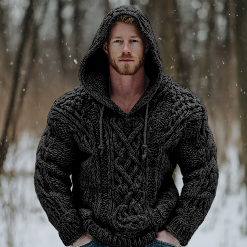 Vintage Fairman Island Jacquard Thick Warm Hooded Sweater artswardrobe