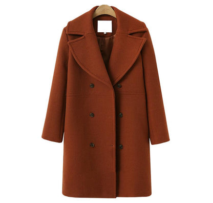 Casual Woolen Double-Breasted Coat
