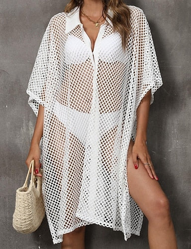Swimwear Cover Up Swim Dress Swimsuit Cut Out Vacation Beach Wear Color Long Sleeve Bathing Suits