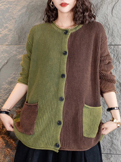 CM | Elegante chaqueta de punto con degradado de color y botones