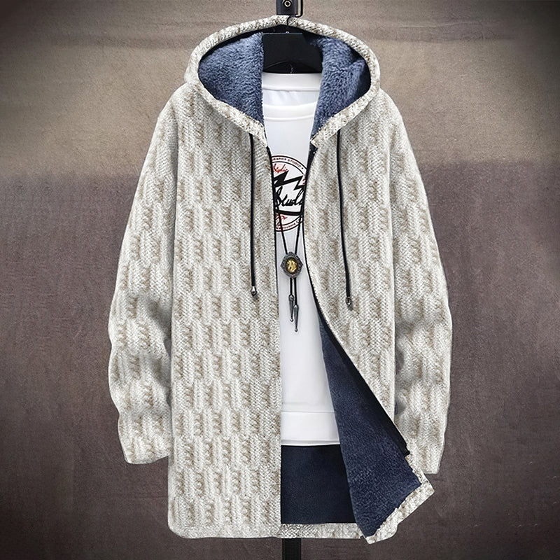 Men's Vintage Jacquard Knitted Art Comfort Hooded Cardigan artswardrobe