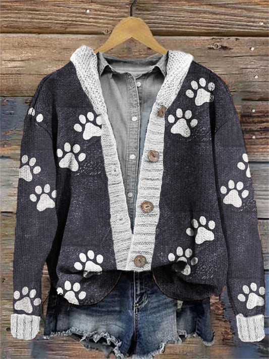 Cat Pawprint Women's Cardigan elevenforest