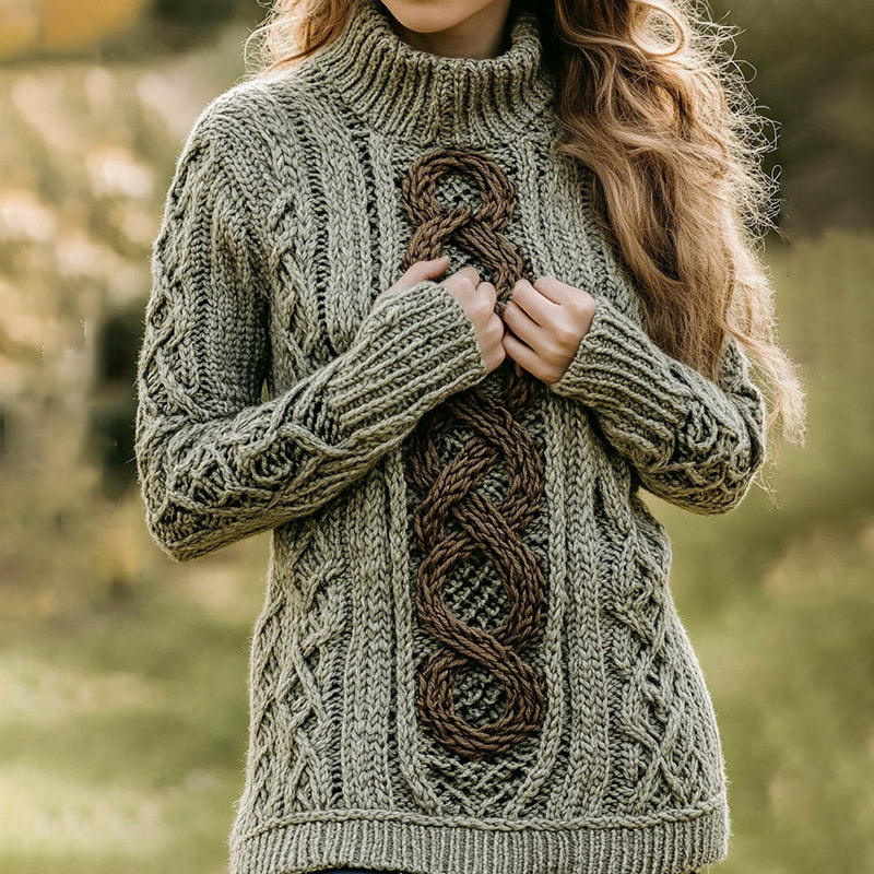 Jersey de algodón con cuello alto y trenzas gruesas