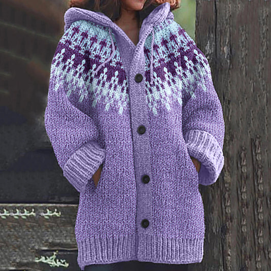 Vintage Tribal Icelandic Knitted Pattern Cozy Cardigan Sweater elevenforest