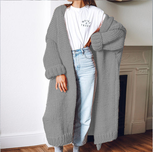 Casual Loose Long Thick Placket Sweater Cardigan elevenforest