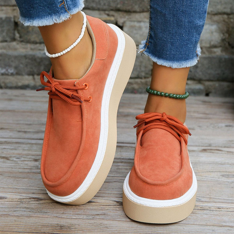 CM | Womens Lace-Up Flats con suela gruesa Zapatillas de deporte