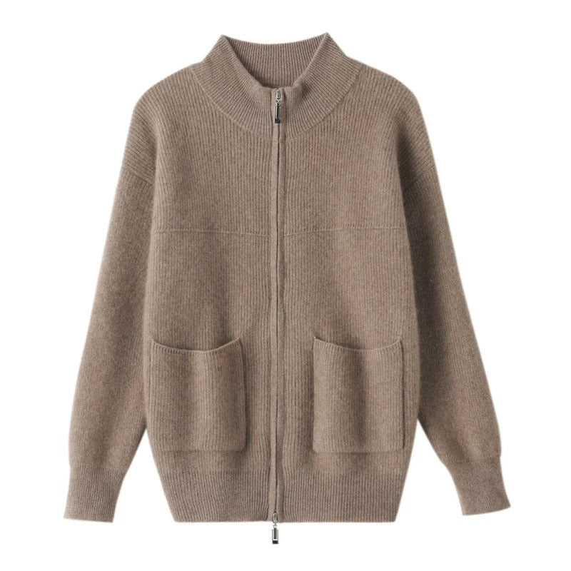 CM | Chaqueta de punto con cuello alto y cremallera