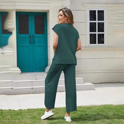 CM | MW - Elegante conjunto de dos piezas con pantalón ancho y camiseta