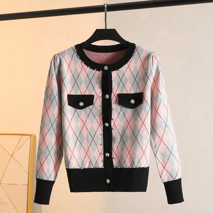 CM | MW Vintage jersey de punto con cuadros de diamantes