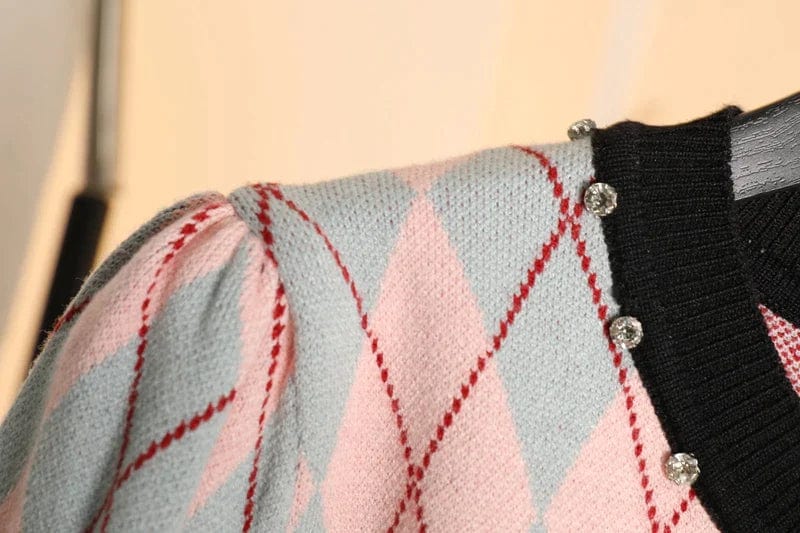 CM | MW Vintage jersey de punto con cuadros de diamantes