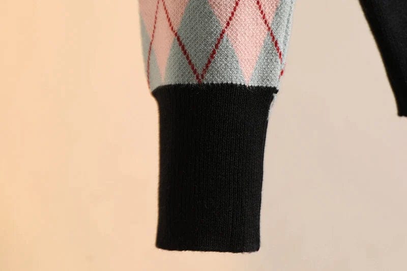 CM | MW Vintage jersey de punto con cuadros de diamantes